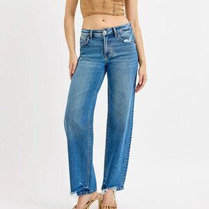 RISEN Full Size Mid Rise Baggy Jeans Plus Size